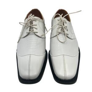 Antonio Cerrelli Elite 6184 White Square Toe Embossed Derby Mens 8.5 Dress Shoes